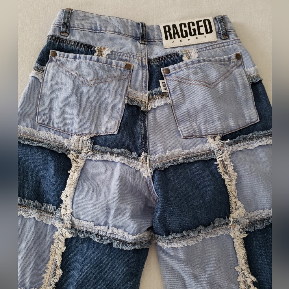 Ragged Priest Patchwork Color Block Frayed Panel … - image 7